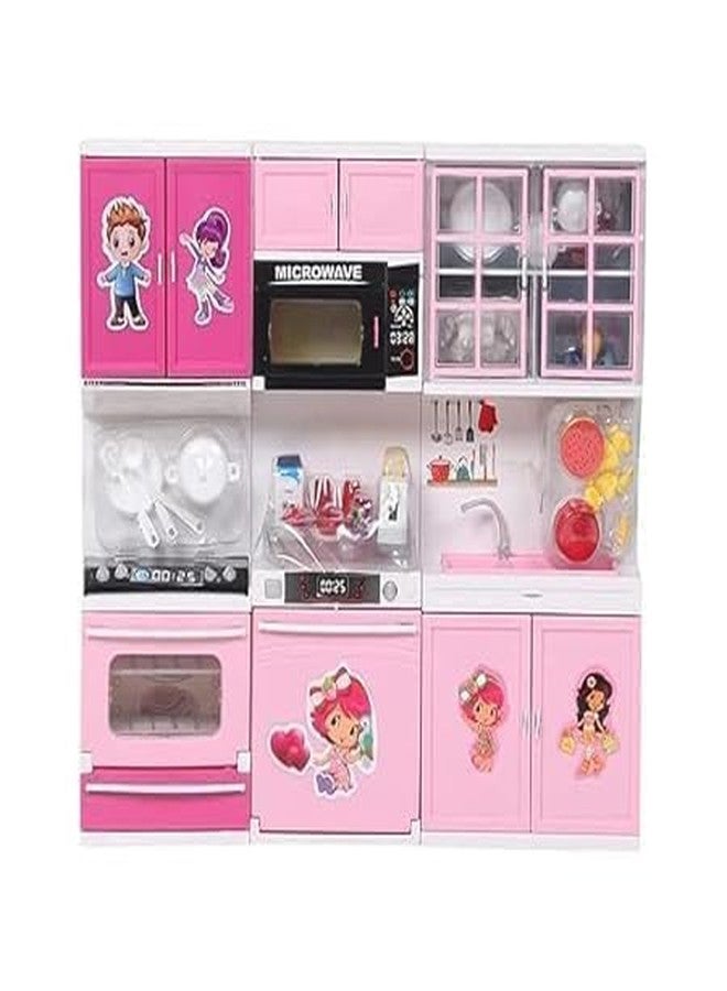 Junona 3 Door Dream House Kitchen Play Set Toy with Realistic Cooking Action - Large Size Pretend Play Toy Set, Light & Sound Modular Kitchen with Openable Doors (Multicolour) - Image 1